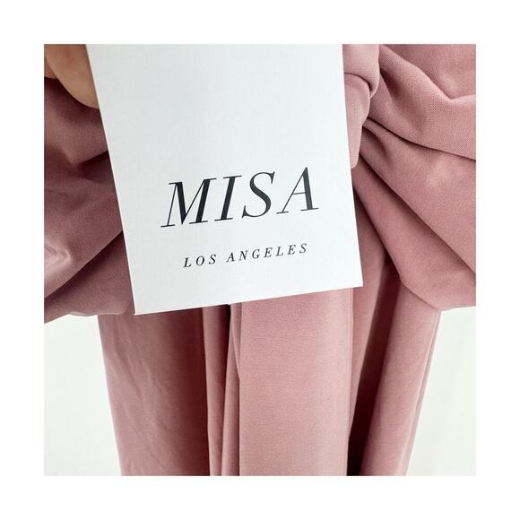 MISA Los Angeles Domino Tie Front Maxi Dress in Blush from Pink Size M NWT - Picture 10 of 13